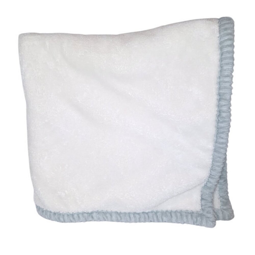 2023 Chick Pea Cream Bluish Gray Ribbed Trim Lovey Baby Blanket 30" X 36"